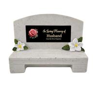 1stclassgifts In Loving Memory Of Memorial Bench With Plaque Grave Marker With Rose Design Mum Dad & Lots More Black Plate (UV PRINTED) (Husband)