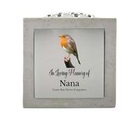 1stclassgifts In Loving Memory Of Memorial Rose Bowl Grave Marker Flower Pot Vase With Robin Design Mum Dad Grandad & Lots More White/Silver (UV PRINTED) (Nana)