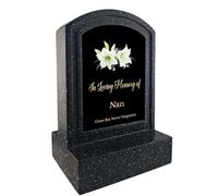 1stclassgifts In Loving Memory Of Miniature Black Memorial Headstone Gravestone Grave Marker With Lily Flower Design Mum Grandad & Lots More (UV PRINTED) (Nan)