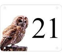 1stclassgifts Personalised Aluminum Owl House Number Sign Door Plate White (UV Printed) (Medium 200mm x 150mm)
