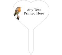 1stclassgifts Personalised Any Text Robin Heart Stake Spike Marker Tree Marker Garden Sign (UV PRINTED) (White)