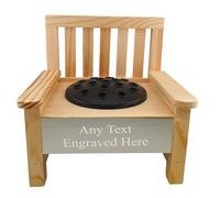 1stclassgifts Personalised Engraved Wooden Memorial Bench With Integrated Flower Pot Perfect For Garden Grave Marker (Silver Plate)