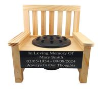 1stclassgifts Personalised Engraved Wooden Memorial Bench With Integrated Flower Pot Perfect For Garden Grave Marker (Black Plate)