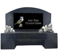 1stclassgifts Personalised Printed Black Large Memorial Bench With Silver Plaque Grave Marker Various Designs Available Robin Kingfisher Owl (UV PRINTED) (Black Plate Silver Text, Blue Bird)