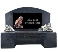 1stclassgifts Personalised Printed Black Large Memorial Bench With Silver Plaque Grave Marker Various Designs Available Robin Kingfisher Owl (UV PRINTED) (Black Plate Silver Text, Owl)