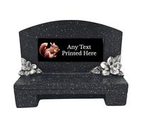 1stclassgifts Personalised Printed Black Memorial Bench With Plaque Grave Marker Various Designs Available Rainbow Robin Owl Kingfisher Cross (UV PRINTED) (Black Plate/Silver Text, Squirrel)