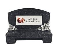 1stclassgifts Personalised Printed Black Memorial Bench With Plaque Grave Marker Various Designs Available Rainbow Robin Owl Kingfisher Cross (UV PRINTED) (Silver Plate/Black Text, Squirrel)