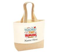 1stclassgifts Personalised Printed Teacher Of Tiny Humans Design Canvas Tote Bag Teacher Gift Selection of Bag Styles Available (Tote)