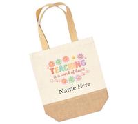 1stclassgifts Personalised Printed Teaching is a work of heart Design Canvas Tote Bag Teacher Gift Selection of Bag Styles Available (Shopper)