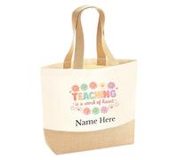 1stclassgifts Personalised Printed Teaching is a work of heart Design Canvas Tote Bag Teacher Gift Selection of Bag Styles Available (Tote)