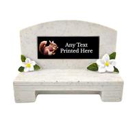 1stclassgifts Personalised Printed White Memorial Bench With Plaque Grave Marker Various Designs Available Rainbow Robin Owl Kingfisher Cross (UV PRINTED) (Black Plate/Silver Text, Squirrel)