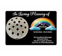 1stclassgifts Personalised Rainbow Design Metal Grave Stone Marker Headstone Memorial Plaque, In Memory Sign Remembrance Vase Flower Pot Black Plate (UV PRINTED) (Silver Lid)