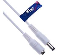 1STec 1.5m 5ft Long White 2.1mm 5.5mm Male to Female Extension Cable Jack Plug Socket Connector Power Supply Copper Wire Cord Adapter Lead for 12v CCTV Security Surveillance Cameras LED Strip Lights