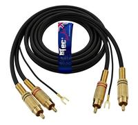 1STec 10m 2 x RCA Red + White Moulded Phono Plugs with Ground Wire Earth Tag to stop Feedback Hum Humming Buzz Buzzing Noise from Vinyl Record Player Car Stereo Amplifier - HiFi speakers 10 Metre