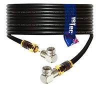 1STec 10m Male Right Angled Virgin Media Extension Cable Lead Gold Plated F-connectors for Digital TV V6 TiVo Set Top Box or Vivid Fibre Super Hub Broadband Modems (10 Metre Black)