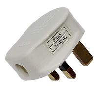 1STec 13A Fused White UK Mains Power Plug Top with 3 Pins & Screw Terminals for Connecting Appliance Cable to Home Wall Socket Housing Standard 3 Amp Cylinder Type Fuse (13A, White)