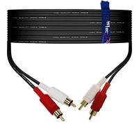 1STec 15m Long Black Stereo Audio Lead with 4 Gold Plated Red + White Phono Plugs to 2 Male RCA Connectors with Individually Screened 99% OFC Cable for Satellite TV-HiFi Amplifier Amp (15 Metre Long)