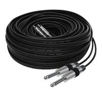 1STec 15m Professional Grade Extra Long Audio Lead with 2 x 6.3mm Jack to 2 x RCA Male Phono Plugs for Stereo or Mono Signal Extension Active Subwoofer Speaker to Mixing Desk Transfer (2 x 6.3mm-RCA)