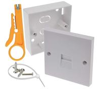 1STec 2/3a Surface Mount Telephone Extension Socket + Backbox + IDC Tool Line Jack for Creating Extra Phone Point Connections (2/3a + Back Box)