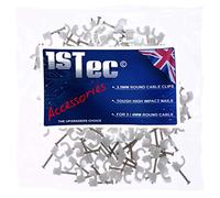 1STec 200 x 3.5mm Small Round White Cable Clips Suitable for Indoor/Outdoor use Plaster Wood or Masonry Hardened Nails to Tack BT Telephone Cable USB Leads Speaker & Door Bell Wire Low Voltage Lights