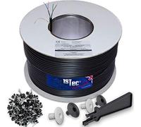 1STec 200m of Genuine BT CW1308 4 Core 2 Twisted Pair Telephone or FTTC Broadband Extension Wire + 4 Grommets + IDC Insertion Tool + 4mm Clips + Printed Colour Code Instructions 200 Metre Black