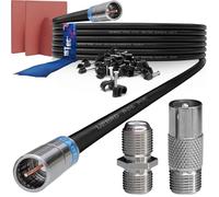 1STec 20m Black Virgin Media Quick Fit Male Push On or Over Female F-connector Technetix Isolator IEC Webro Extension Cable for V6 TIVO Set Top Box VIVID Fibre Super Hub Broadband Modems to 20 Metre