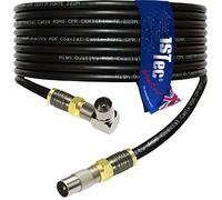 1STec 2m Right Angled Digital Coaxial Plug to Straight Male TV Extension F-connector Cable (2 Metre, Black)