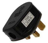 1STec 3A Fused Black UK Mains Power Plug Top with 3 Pins & Screw Terminals for Connecting Appliance Cable to Home Wall Socket Housing Standard 3 Amp Cylinder Type Fuse (3A, Black)