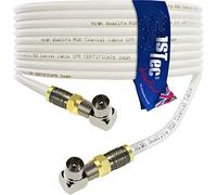 1STec 3m White Right Angled Gold F-connector Coaxial Male Plug to Plug Digital Freeview BT Youview Aerial Wall Socket to LED LCD Flat Screen TV or DVR Extension Cable (3 Metre, White)