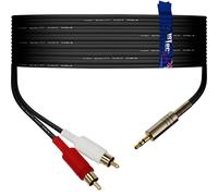 1STec 40m Long 3.5mm Mini Jack to 2 Male Red + White RCA Connectors Connects the Headphone Output on Portable Audio Devices to a HiFi Auxiliary or Similar AUX Input on an Amp (40 Metre 1/8" Jack)