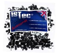 1STec 500 x 3.5mm Small Round Black Cable Clips for Indoor/Outdoor use on Plaster Wood or Masonry Hardened Nails to Tack Telephone Cable Low Voltage Lights USB Leads Speaker & Door Bell Wire