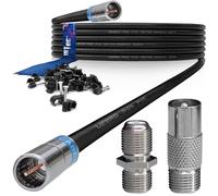 1STec 5m Black Virgin Media Quick Fit Male Push On or Over Female F-connector Technetix Isolator IEC Webro Extension Cable for V6 TIVO Set Top Box VIVID Fibre Super Hub Broadband Modems to 5 Metre