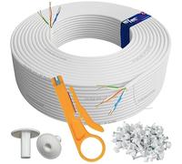 1STec 5m Genuine BT CW1308 6 Core Telephone/FTTC Broadband Extension Cable 3 x Copper Twisted Pairs + 2 Grommets + IDC Insertion Tool + Clips + Printed Colour Instructions (5 Metre, White)