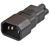 1STec IEC 250V 10A C14 Electrical Plug to C5 Cloverleaf Mickey Mouse Type Electric Socket for Converting Domestic Appliance Mains Power Cable Lead Converter Adaptor (C14 to C5, Black)