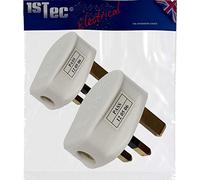 1STec Pack of 2 x 13A White Fused UK Mains Power Plug Top with 3 Pin Rewirable Screw Terminals for Connecting Appliance Cable to Home Wall Socket Housing Standard 3 Amp Cylinder Type Fuse (2 x 13A)