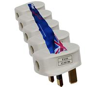 1STec Pack of 5 x 13A Fused White UK Mains Power Plug Top with 3 Pin Rewirable Screw Terminals for Connecting Appliance Cable to Home Wall Socket Housing Standard 3 Amp Cylinder Type Fuse (5 x 13A)