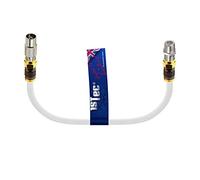 1STec Short TIVO Digital Set Top V6 Box Small Replacement IEC Cable Wire with Push on F-connector Quick Fit to Male Coaxial Plug in Little Adapter Coax Aerial Isolator/Splitter Lead (30cm White)