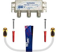 1STec Technetix Passive Wideband Signal Splitter Screws & Short Link Lead with Screw-on Connectors for TiVo Set Top Box Superhub Internet Router 5-1218MHZ Freeview DVB-C/T2/S 5-1000MHZ