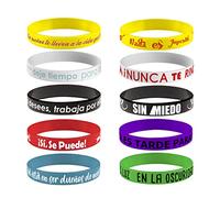 1step2dream 20-Pack Spanish Motivational Rubber Wristbands for Men, Women & Teens, 12x202mm Silicone Bracelets with Inspirational Quotes, Unisex Adult Wristbands, 10 Unique Designs