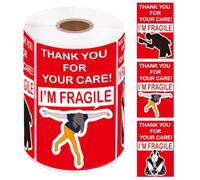 1step2dream 3×2inch Funny Fragile Stickers for Shipping and Moving, Handle with Care,Thank u,Do not Drop,Warning Stickers,500 Permanent Adhesive Labels(1 Roll)