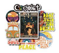 1step2dream 52Pcs Boho Hippie Stickers Inspired by 60s and 70s American Quotes, Music, Icons, and Symbols