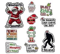1step2dream Funny Christmas Phrase Patches for Kids, Decorative Word Patch Anime Repair Appliques for Sewing/Ironing Jackets Jeans Hats Backpacks Socks Embroidered Santa Patches