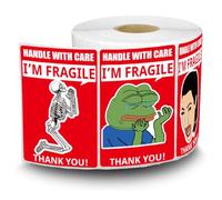 1step2dream Funny Fragile Stickers for Shipping Moving | 4 Humorous Design for Handle with Care, 2×3 Inch Suitable Labels for Package