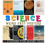1step2dream Funny Science Posters for Elementary Classroom - Weird Educational Bulletin Board Decor with Amazing Facts - Inspire Students with Thought Provoking STEM Displays
