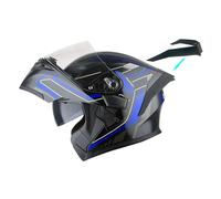 1Storm Motorcycle Modular Full Face Helmet Flip up Dual Visor Sun Shield: HB89 Arrow Blue