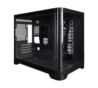 1st Player UV6 Micro ATX Black PC Gaming Case - Dual Chamber, Curved Panoramic Tempered Glass - UV6 Black No Fans