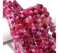 1String/Lot 4 6 8 10 12mm Natural Stone Round Tiger Eye Crystal Turquoises Spacer Beads for DIY Crafts Ornament Making Supplies-Hot Pink Agate-Diameter 8mm 45Pcs