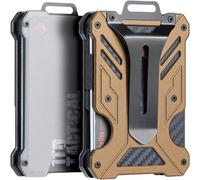 1T Tactical Minimalist Slim Wallet with Moeny Clip, Front Pocket RFID Blocking Wallet Cash Holder, Versatile Credit Card Orgainzer, ID Card Badge Holder for Men, Brown, One Size, Tactical