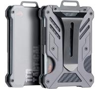 1T Tactical Minimalist Slim Wallet with Moeny Clip, Front Pocket RFID Blocking Wallet Cash Holder, Versatile Credit Card Orgainzer, ID Card Badge Holder for Men, Gray, One Size, Tactical Slim Front