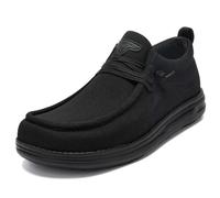 1TAZERO mens casual loafers slip on walking hiking house comfort lightweight, Black 6e Black, 45.5 EU XX-Ancho